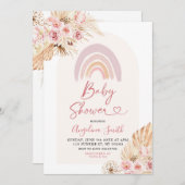 Boho Pink Floral Baby shower Kaart (Voorkant / Achterkant)