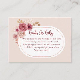 Boho Pink Floral Books For Baby Informatiekaartje