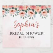 Boho Pink Floral Bridal Shower Party  Sparkling Wijnetiket (Enkel label)
