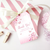 Boho Pink Floral Butterfly Baby shower Dank u Cadeaulabel