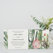 BOHO PINK FLORAL CACTI FAUNA WATERVERF WEDING KAART (Staand voorkant)