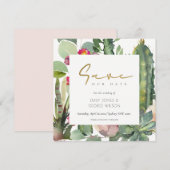 BOHO PINK FLORAL CACTI FOLIAGE BEWAREN DE DATUM KAART (Voorkant / Achterkant)