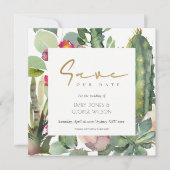 BOHO PINK FLORAL CACTI FOLIAGE BEWAREN DE DATUM KAART (Voorkant)