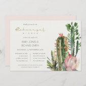 BOHO PINK FLORAL CACTI FOLIAGE REHEARSAL DINNER IN KAART (Voorkant / Achterkant)