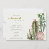 BOHO PINK FLORAL CACTI FOLIAGE REHEARSAL DINNER KAART (Voorkant)