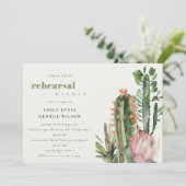 BOHO PINK FLORAL CACTI FOLIAGE REHEARSAL DINNER KAART (Staand voorkant)