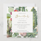 BOHO PINK FLORAL CACTI FOLIAGE VRIJGEZELLENFEEST I KAART (Voorkant)