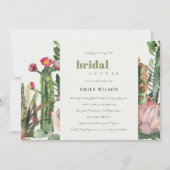 BOHO PINK FLORAL CACTI FOLIAGE VRIJGEZELLENFEEST KAART (Voorkant)