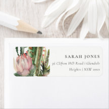 BOHO PINK FLORAL CACTI FOLIAGE WATERVERF ADRES