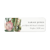 BOHO PINK FLORAL CACTI FOLIAGE WATERVERF ADRES ETIKET (Voorkant)