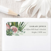 BOHO PINK FLORAL CACTI FOLIAGE WATERVERF ADRES ETIKET (Insitu)