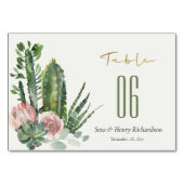 BOHO PINK FLORAL CACTI FOLIAGE WATERVERF WEDING KAART (Achterkant)