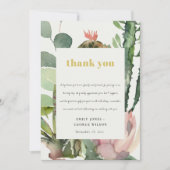BOHO PINK FLORAL CACTI FOLIAGE WEDDING DANK U KAART (Voorkant)