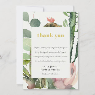 BOHO PINK FLORAL CACTI FOLIAGE WEDDING DANK U KAART