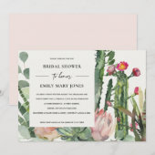 BOHO PINK FLORAL CACTUS FOLIAGE VRIJGEZELLENFEEST KAART (Voorkant / Achterkant)