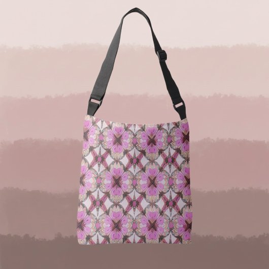 Boho Pink Floral Crossbody Tas