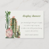 BOHO PINK FLORAL DESERT CACTI DISPLAY BABY SHOWER INFORMATIEKAARTJE (Voorkant)