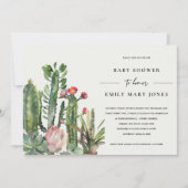 BOHO PINK FLORAL DESERT CACTI FAUNA BABY SHOWER KAART (Voorkant)