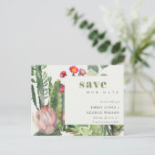 BOHO PINK FLORAL DESERT CACTI FAUNA BEWAART DE DAT AANKONDIGINGSKAART (Staand voorkant)