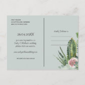 BOHO PINK FLORAL DESERT CACTI FAUNA BEWAART DE DAT AANKONDIGINGSKAART (Achterkant)