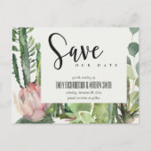 BOHO PINK FLORAL DESERT CACTI FAUNA BEWAART DE DAT AANKONDIGINGSKAART (Voorkant)