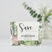 BOHO PINK FLORAL DESERT CACTI FAUNA BEWAART DE DAT AANKONDIGINGSKAART (Staand voorkant)