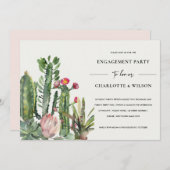 BOHO PINK FLORAL DESERT CACTI FAUNA VERLOVING KAART (Voorkant / Achterkant)