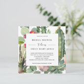 BOHO PINK FLORAL DESERT CACTI FAUNA VRIJGEZELLENFE KAART (Staand voorkant)