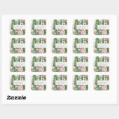 BOHO PINK FLORAL DESERT CACTI FAUNA VRIJGEZELLENFE VIERKANTE STICKER (Vel)