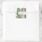 BOHO PINK FLORAL DESERT CACTI FAUNA VRIJGEZELLENFE VIERKANTE STICKER (Tas)