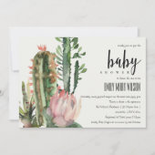 BOHO PINK FLORAL DESERT CACTI FOLIAGE BABY SHOWER KAART (Voorkant)