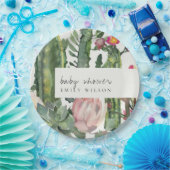 BOHO PINK FLORAL DESERT CACTI FOLIAGE BABY SHOWER PAPIEREN BORDJE (Feest)