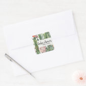 BOHO PINK FLORAL DESERT CACTI FOLIAGE BABY SHOWER VIERKANTE STICKER (Envelop)
