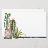 BOHO PINK FLORAL DESERT CACTI FOLIAGE WATERVERF BRIEFPAPIER (Voorkant / Achterkant)