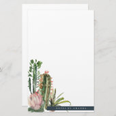 BOHO PINK FLORAL DESERT CACTI FOLIAGE WATERVERF BRIEFPAPIER (Voorkant / Achterkant)