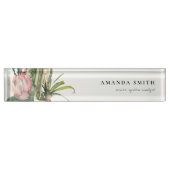 BOHO PINK FLORAL DESERT CACTI FOLIAGE WATERVERF NAAMBORDJE (Voorkant)