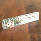 BOHO PINK FLORAL DESERT CACTI FOLIAGE WATERVERF NAAMBORDJE (Zijkant)