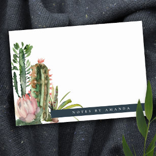 BOHO PINK FLORAL DESERT CACTI FOLIAGE WATERVERF POST-IT® NOTES