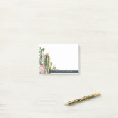 BOHO PINK FLORAL DESERT CACTI FOLIAGE WATERVERF POST-IT® NOTES (Op bureau)