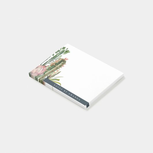 BOHO PINK FLORAL DESERT CACTI FOLIAGE WATERVERF POST-IT® NOTES (Schuin)