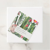 BOHO PINK FLORAL DESERT CACTI FOLIAGE WEDDING BEDANKJES LABELS (In situ)