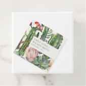 BOHO PINK FLORAL DESERT CACTI FOLIAGE WEDDING BEDANKJES LABELS (In situ)