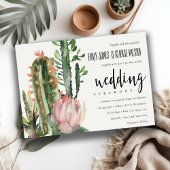 BOHO PINK FLORAL DESERT CACTI FOLIAGE WEDDING KAART
