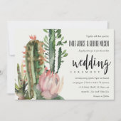 BOHO PINK FLORAL DESERT CACTI FOLIAGE WEDDING KAART (Voorkant)