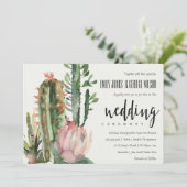 BOHO PINK FLORAL DESERT CACTI FOLIAGE WEDDING KAART (Staand voorkant)