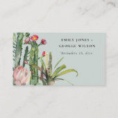 BOHO PINK FLORAL DESERT CACTI WEDING PLACE CARD VISITEKAARTJE (Achterkant)