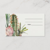 BOHO PINK FLORAL DESERT CACTI WEDING PLACE CARD VISITEKAARTJE (Voorkant)