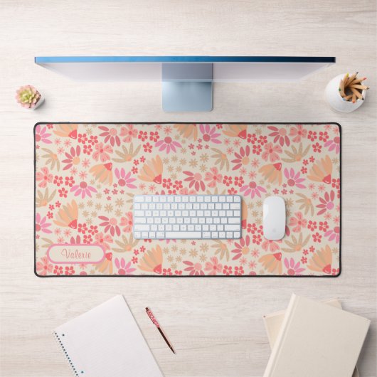 Boho Pink Floral Desk Mat (Kantoor 1)
