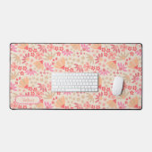 Boho Pink Floral Desk Mat (Keyboard & Muis)