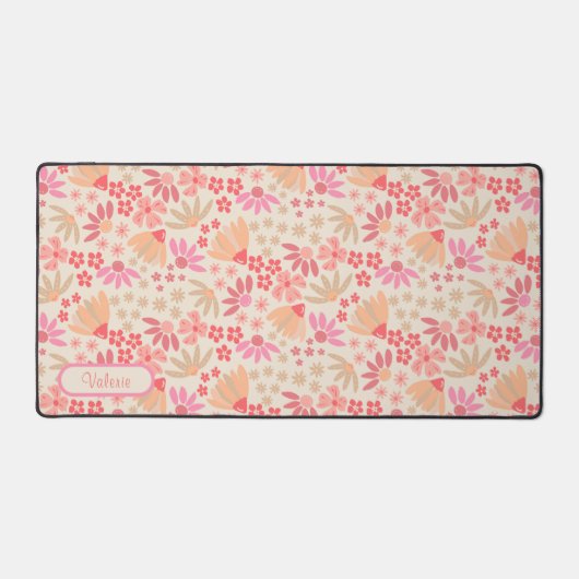 Boho Pink Floral Desk Mat (Voorkant)